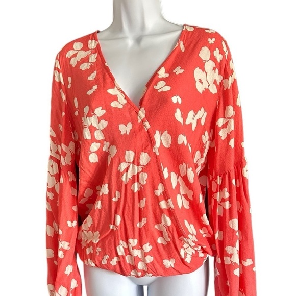 Lovestitch | Coral and White Boho Blouse EUC - Picture 1 of 11